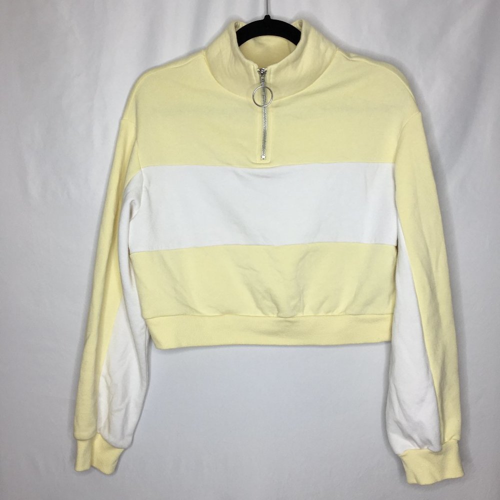 H&M colorblock Y2K cropped sweatshirt mock neck zipper size XS AV14